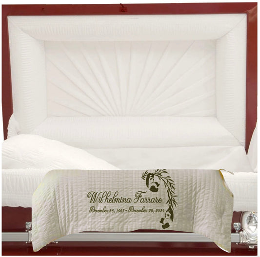 CUSTOM - PERSONALIZED - MEMORIAL - FUNERAL - EMBROIDERED - CASKET MORTCLOTH