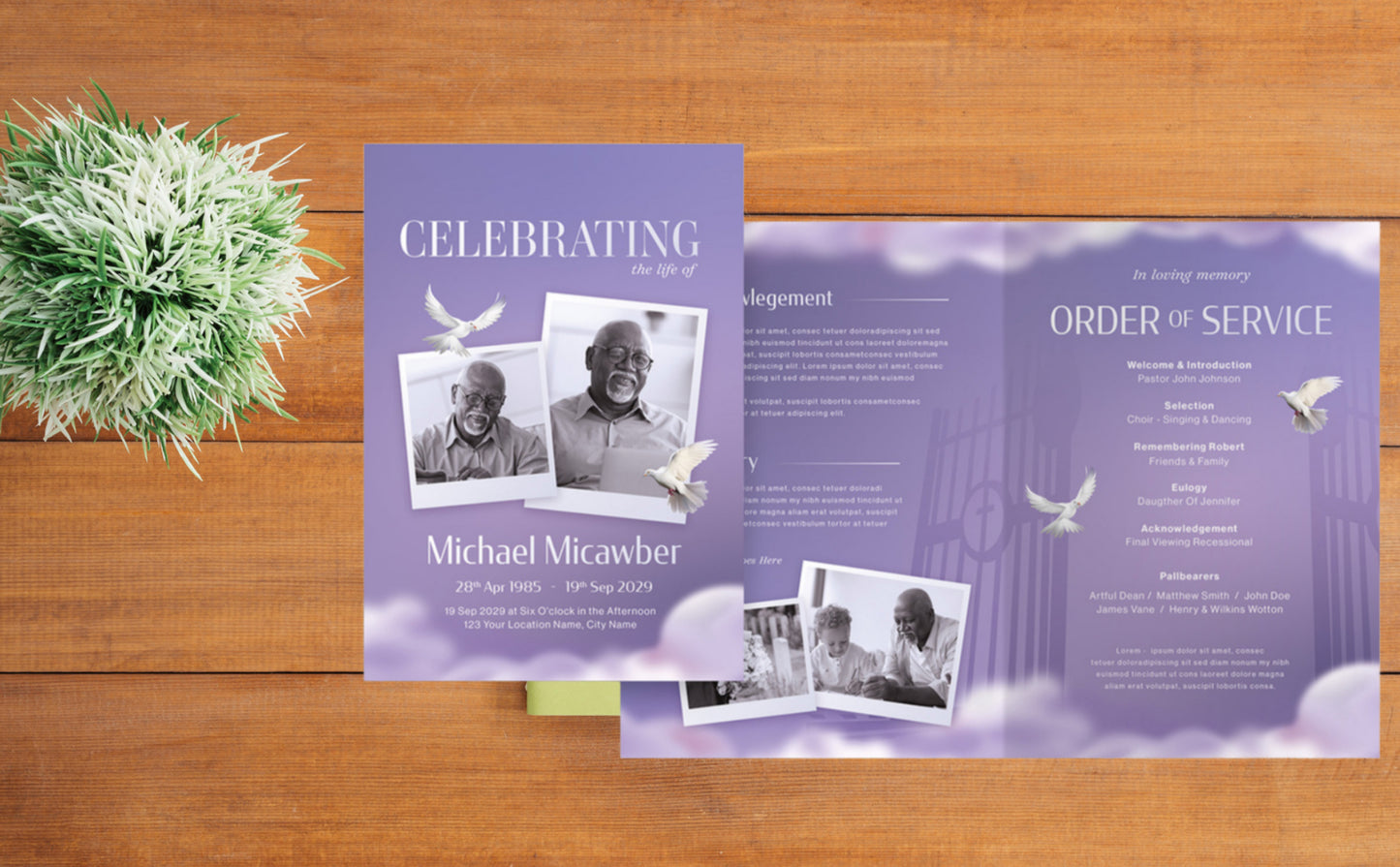 8.5” x 11” (HALF FOLD) FUNERAL PROGRAM